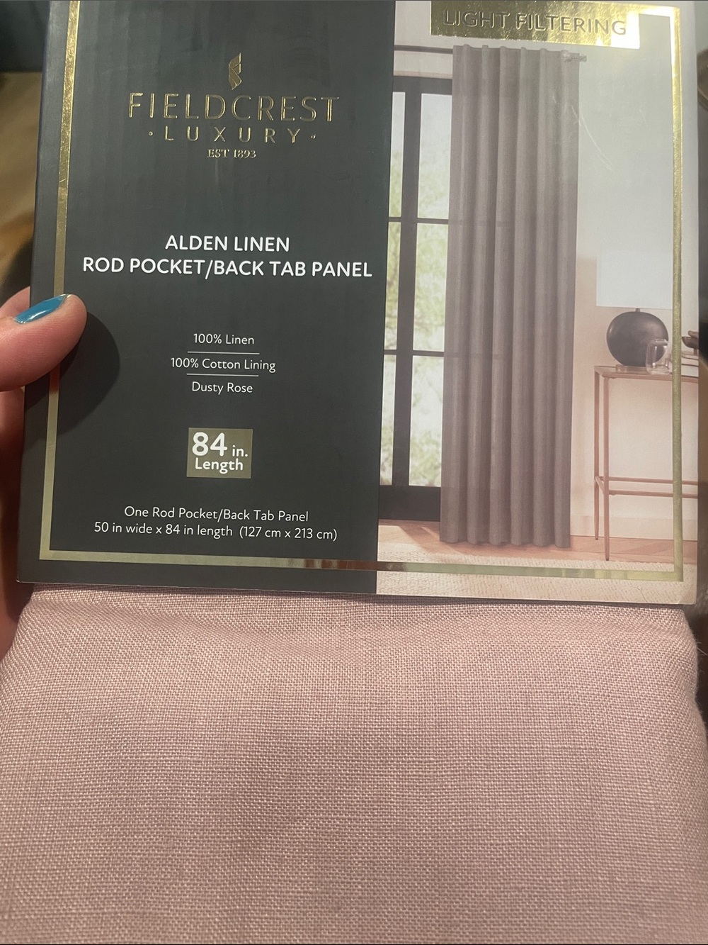 Fieldcrest Luxury Alden Linen DUSTY ROSE Light Filtering 50x84 Panel - Picture 7 of 7